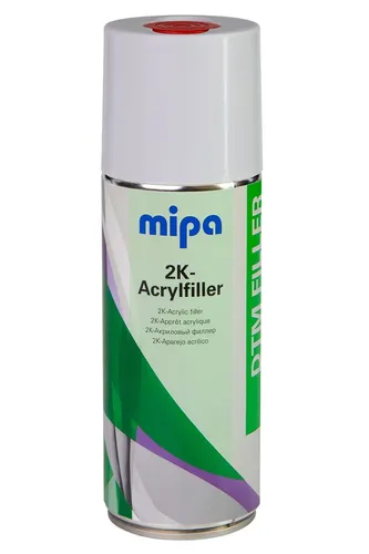 MIPA 2K Acrylfüller Spray hellgrau inkl. Härter, 400ml - Hochwertiger 2K Acrylfüller für schnelle Reparaturen. Ideal für kleine Stellen, mit sehr guter Füllkraft und Schleifbarkeit. Überlackierbar mit allen Lacksystemen, perfekt für Bauen & Renovieren.