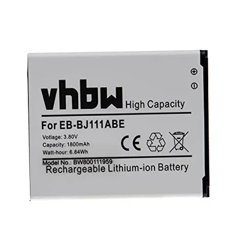 vhbw Akku kompatibel mit Samsung Galaxy J1 Ace Duos 4G, J1 Ace Duos 4G LTE Handy Smartphone Telefon (1800mAh, 3,8V, Li-Ion)