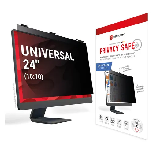 DISPLEX PRIVACY SAFE Blickschutzfilter 24'' für Desktop Monitor - Blickschutzfilter für 24'' Desktop Monitor (16:10) schützt Ihre Privatsphäre und reduziert störende Einblicke von Seiten.
