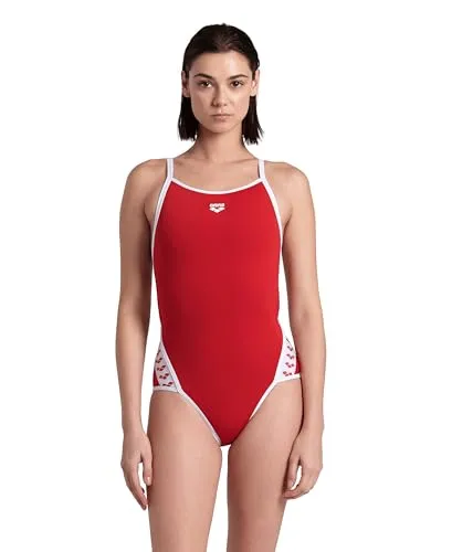 Arena Badeanzug rot 40 - Sportlicher Badeanzug in Rot und Weiß, ideal für Schwimmer. Fällt klein aus, bitte eine Größe größer bestellen. Maschinenwaschbar für einfache Pflege.
