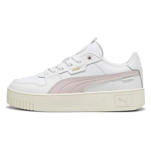 PUMA Damen Carina Street LUX Sneaker, White-Mauve Mist Gold, 38 EU - Damen-Sneaker mit Regular Fit und hochwertigem Leder-Obermaterial, ideal für einen stylishen Look im Alltag.
