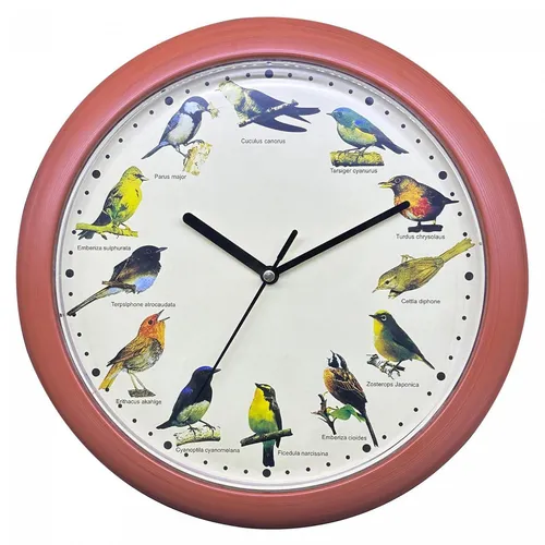 Herzberg, HG03701-WOO, Vogelgesang-Uhr aus Holz, singende Uhr, beruhigende Melod