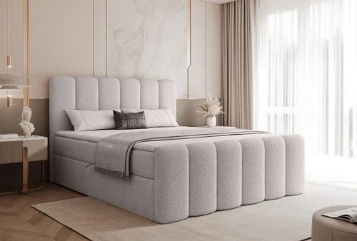 Compleo Boxbett BUBBLE – Elegantes Wolkenbett mit Bettkasten - Das Compleo Boxbett BUBBLE überzeugt mit seinem stilvollen Bouclé-Stoff und bietet durch den gepolsterten Rahmen und die Bonell-Federn hohen Komfort. Mit zwei praktischen Bettkästen und verschiedenen Größenoptionen ideal für jedes Schlafzimmer.