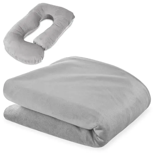 Totsy Baby Bezug für schwangerschaftskissen stillkissen XXL Seitenschläferkissen Pregnancy Pillow groß komfortkissen J Form Lagerungskissen schlafkissen abnehmbarem Bezug Seitenschläfer 190 cm Grau
