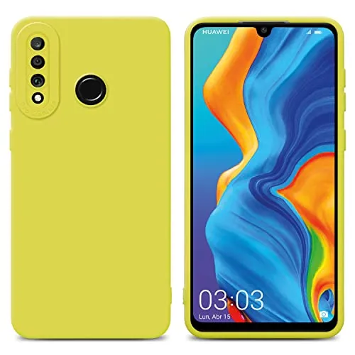 Cadorabo Hülle kompatibel mit Huawei P30 LITE Schutzhülle TPU Silikon Case Liquid Design mit Kameraschutz Slim Kratzfest Weiche Gummi mit Rundumschutz Case Hülle für Huawei P30 LITE in Gelb