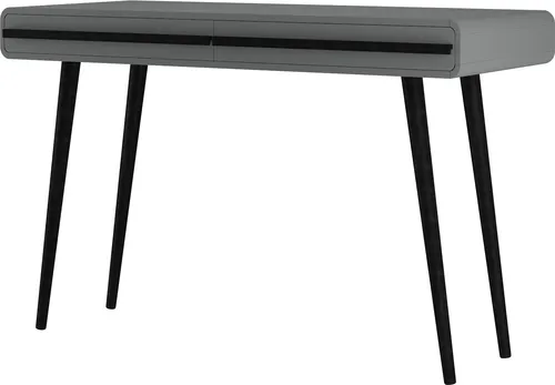 Schreibtisch Oskar in Grau - 120x77x50cm (BxHxT) für Ihr Home-Office - Der Schreibtisch „Oskar“ vereint modernes Design mit Funktionalität. Mit 2 praktischen Schubladen und stabilen Füßen aus MDF bietet er ausreichend Platz für Ihre Arbeitsutensilien und sorgt für eine stilvolle Arbeitsumgebung.
