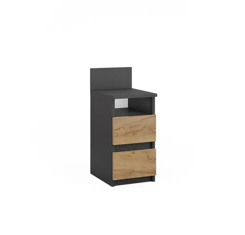 Vicco Nachtschrank Monty, Anthrazit/Goldkraft Eiche - Moderne Nachtkommode mit 2 Schubladen, ideal für stilvolle Schlafzimmer und sorgt für Ordnung und Eleganz.