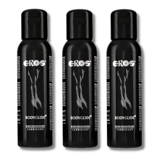 MEGASOL Eros Super Concentrated Bodyglide - 3x 200 ml Silikonbasiertes Gleitgel - Extra langanhaltend, geschmacksneutral, farblos - stimulierend für Frauen und Männer - Made in Germany