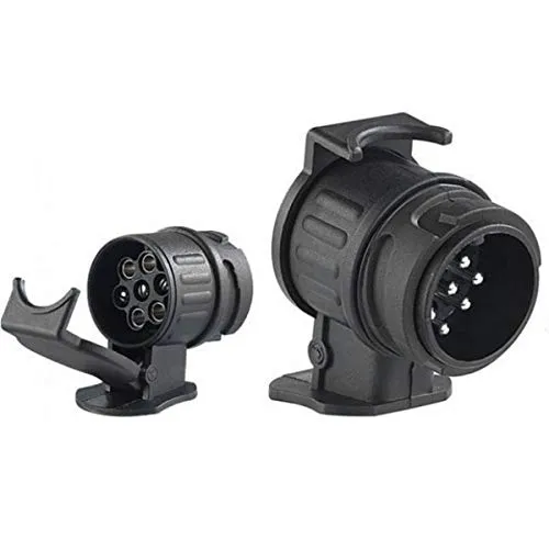 Cardepot24 Anhänger Adapter 13 auf 7 polig 12V Anhängerkupplung Stecker AHK Kurzadapter PKW, Schwarz
