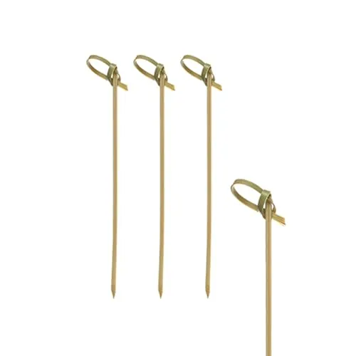 Papstar Knoten Fingerfood-Spieße 16770, 6 x 250 Stück, 10 cm - Elegante Fingerfood-Spieße aus Bambus, ideal für Buffets und Partys. Praktisch verpackt in einer Pappbox mit transparenter Haube für optimale Präsentation.