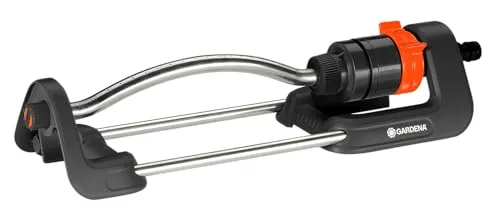 Gardena Viereckregner Aqua S - Effizienter Rasensprenger für 90-220 m², stufenlose Reichweite 7-17 m, pfützenfreie Bewässerung für Ihren Garten