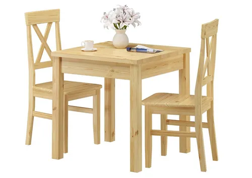 ERST-HOLZ Essgruppe Essgruppe Klassisch mit Tisch und 2 Stühlen Kiefer Natur Massivholz