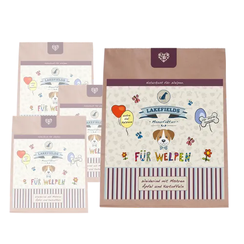 Lakefields Trockenfleisch-Menü Rind für Welpen, 4 x 1 kg