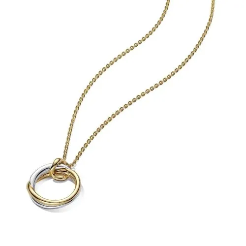 Pandora Essence Bicolor Anhänger-Halskette aus 14 Karat Vergoldetem Sterling Silber - Ketten für Damen, einzigartige 45 cm lange Halskette, handgefertigt und ideal für kreative Individualisten, die ihren Selbstausdruck feiern.