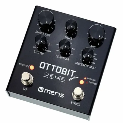 Meris Ottobit Jr. Pedal - Gitarren-Effektgerät mit Bit Crusher und Step Sequencer, bietet vielseitige Klangmanipulationen und bis zu 16 MIDI-Presets für kreative Effekte.