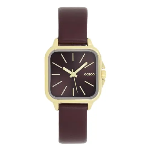 Oozoo Timepieces Damen Uhr rot/gold mit Lederarmband - Elegante Armbanduhr für Damen von OOZOO mit robustem Lederarmband. Das moderne Design passt perfekt zu jedem Anlass und macht sie zum idealen Geschenk in stilvoller Geschenkbox.