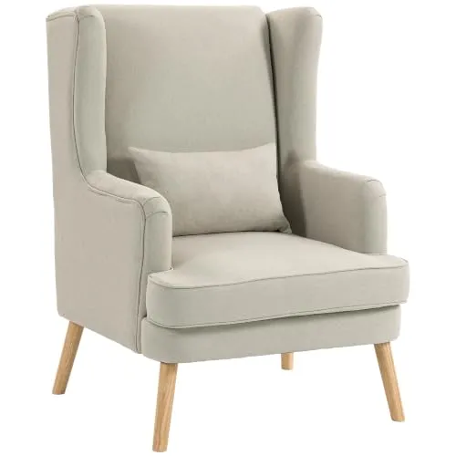 HOMCOM Sessel mit hoher Rückenlehne und breitem Sitz, Beige von HOMCOM