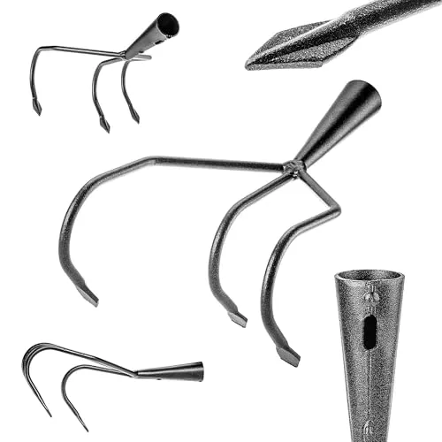 KADAX Grubber aus Karbonstahl, Gartenzubehör zum Lüften und Lockern des Bodens, Gartenkralle ohne Stiel, Kultivator mit 3 Zinken, Handgrubber