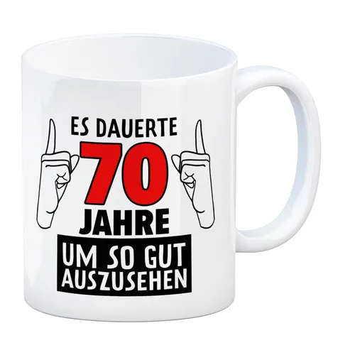 Witziger Kaffeebecher für den 70. Geburtstag mit Motiv: Gutes Aussehen