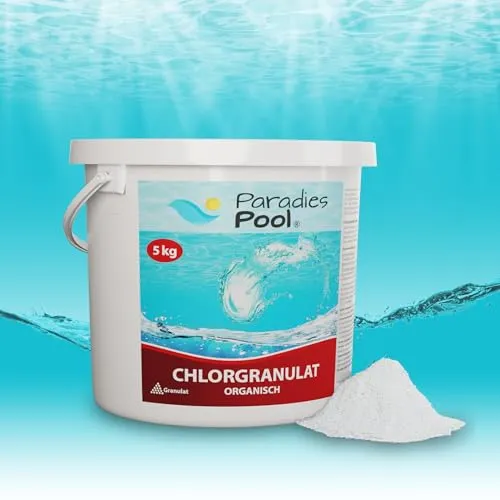 Paradies Pool Chlor Granulat 5 kg - Schnelle Desinfektion für klares Wasser - Chlor für Pool Hygiene: Schnell lösliches Granulat zur effektiven Desinfektion, beseitigt Bakterien und Viren. Ideal für Erstbefüllung und Langzeitpflege, Qualität aus Europa.