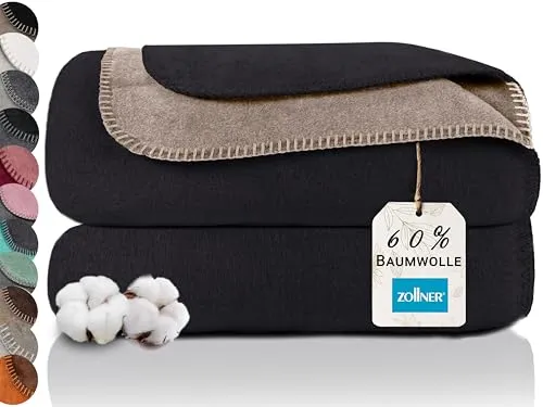 Wohndecke ZOLLNER 150 x 200 cm in schwarz von Zollner