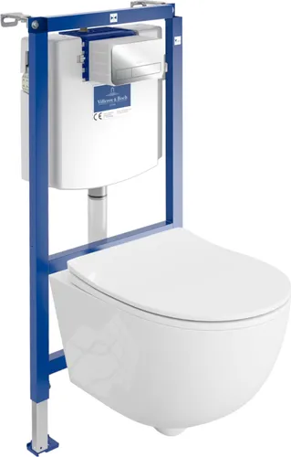Villeroy & Boch WC Set mit Vorwandelement und Spülknopf