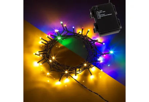 Out of the Blue LED-Lichterkette LED Lichterkette 40 LEDs warmweiß UND bunt mit Timer Innen/Außen, 40-flammig, Für Innen und Außen, Weiß Bunt umstellbar, Batteriebetrieben