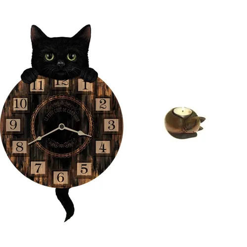 Nemesis Now Kätzchen Tickin' Uhr, 25 cm, Braun in braun von Rarewaves