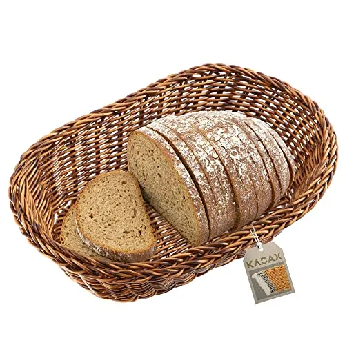 KADAX Geflochtener Korb, Brotkorb aus Polypropylen, Obstkorb, Lebensmittelkorb in 3 verschiedenen Farben, Frühstücks Flechtkorb, Besteckkorb, Aufbewahrungskorb (Braun, Oval)