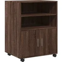 vidaXL Rollschrank mit Stauraum - Büroschrank in Braun Eichen-Optik, leicht bewegbar mit Lenkrollen und viel Stauraum für ein organisiertes Arbeitsumfeld.