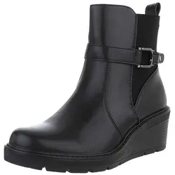 Ital Design Damenschuhe Stiefeletten Keilstiefeletten, 5511 - Schwarz, Gr. 40 - Stylische Keilstiefeletten aus Kunstleder für Damen, ideal für den Alltag und bequem zu tragen.