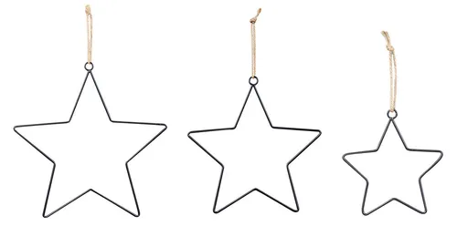 Levandeo® Dekohänger, 3er Set Deko Stern 15cm 25cm 30cm Metall Schwarz Weihnachten