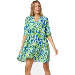 PM SELECTED Damen Tunikakleid PM31 - Leichtes Sommerkleid mit auffälligem Print in Kontrastfarben. Ideal für sonnige Tage am Strand oder in der Stadt, bietet es Komfort und Stil für jeden Anlass.