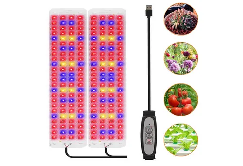 Jibenhome Pflanzenlampe 26 x 5 cm USB LED Pflanzenlampe 1/2/3/4 Panels Timer, Dimmbare, 96 LEDs, Vollspektrum-2 Panels, 4.5 W/9 W/13.5 W/18 W
