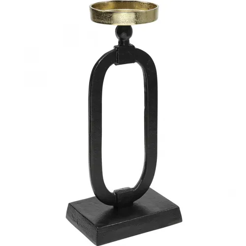 Eleganter Gusseisen Kerzenständer in Schwarz-Gold - Christbaum- & Feiertagsschmuck, stilvoller Antik-Stil Teelichthalter für eine festliche Atmosphäre.