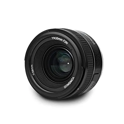 Yongnuo YN-35mm F/2 Objektiv für Nikon DSLR - Autofokus AF/MF - Objektiv für Nikon SLR mit F-Mount, 35 mm Brennweite und F/2-Blende. Reduziert Linsenreflexionen, erhöht Kontrast und Farbgenauigkeit. Ideal für kreative Fotografie.