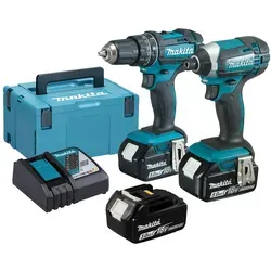 Makita DLX 2131 JX1 Akku Kombo Kit 18 V - Akkuschrauber Set mit DHP 482 und DTD 152, bietet kraftvolle 62 Nm und 165 Nm, inklusive 3x 3,0 Ah Akkus und Ladegerät für maximale Einsatzbereitschaft.