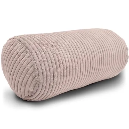 Amilian Nackenrolle mit Bezug 40x15 cm – Cord Kissen mit Füllung – Waschbar – Für Erwachsene & Kinder – Ideal für Nacken (Elfenlicht, 40 x 15 cm)