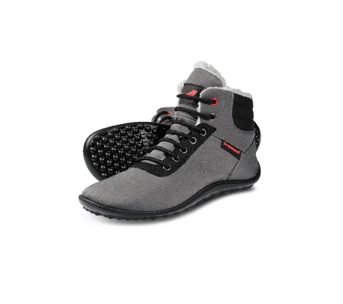 Leguano Komfort Stiefeletten kosmo Damen 31373033323036 Grau 44 EU - Wanderschuhe mit ultrabequemem Barfußfeeling, knöchelhoch und rutschhemmender Laufsohle – ideal für kalte Wintertage und vielseitige Outfits.