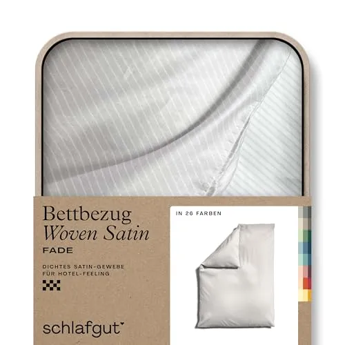 Schlafgut Bettdeckenbezug Woven Satin Fade - Bettwäsche in Weiß und Taupe, 155x220 cm, pflegeleicht und atmungsaktiv, ideal für ein angenehmes Schlafklima – zertifiziert nach Oeko-Tex® Standard 100.
