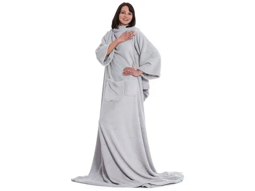 ZOLLNER Wohndecke mit Ärmeln und Taschen, 170 x 200 cm - Vielseitige Bettdecke aus 100% Polyester mit zwei praktischen Taschen, ideal für gemütliche Abende zu Hause oder entspannte Tage im Freien.