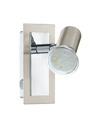 EGLO LED Wandlampe Rottelo - Wandleuchte mit schwenkbarem Spot - Moderne Wandleuchte aus Metall in Nickel-Matt und Chrom mit schwenkbarem Spot für individuelle Lichtgestaltung. Inkl. GU10 Leuchtmittel, ideal für Wohnzimmer, Flur oder Schlafzimmer.