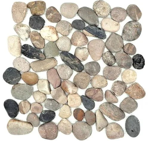 Flußkiesel Steinkiesel gewölbt beige grau schwarz creme anthrazit Duschtasse Duschwand Küche - MOS30-1204