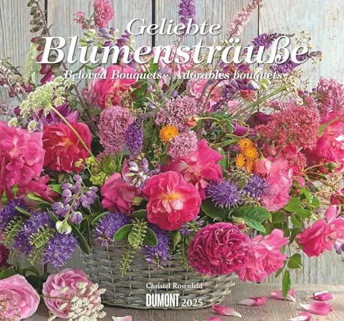 DUMONT - Geliebte Blumensträuße 2025 Wandkalender, 38x35,5cm, Kalender mit Abbildungen schöner Blumensträuße und allen wichtigen Feiertagen, mit Spiralbindung