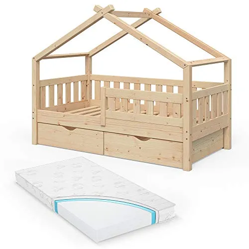 VitaliSpa Design Kinderbett 160x80 - Betten: 100 % Massivholz, kinderfreundlich und mit 2 praktischen Schubladen für zusätzlichen Stauraum.