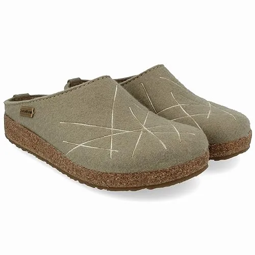 HAFLINGER Grizzly Mikado Filzpantoffeln mit Gummisohle Unisex (Sahara 115), Gr. 41