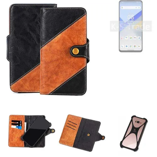 Handy Hülle für Wiko T40 Wallet Case Cover Smartphone Schwarz Braun