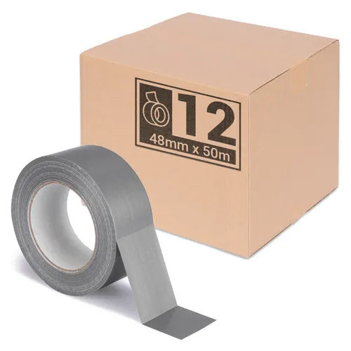 12er Pack | Premium Gewebeband Grau [50m x 48mm] Panzertape Klebeband Tape