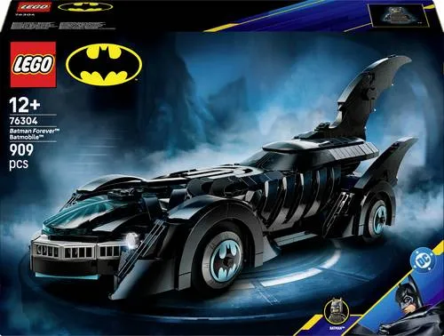 LEGO MARVEL SUPER HEROES Batman Forever Batmobil 76304 - LEGO Bauset für Batman-Fans ab 12 Jahren, mit 909 Teilen, detailgetreuem Modell und digitaler Unterstützung durch die LEGO Builder App für interaktives Bauen.