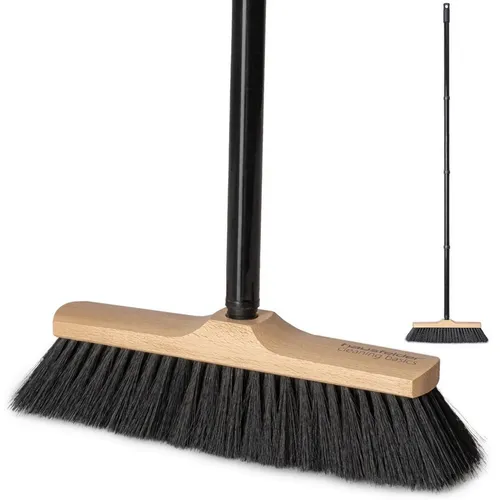 Hausfelder Staubbesen Zimmerbesen mit Stiel (30 cm breit) (2-St), Besen 40 cm breit, Metallstiel 4teilig mit Drehgewinde, weiche Borsten